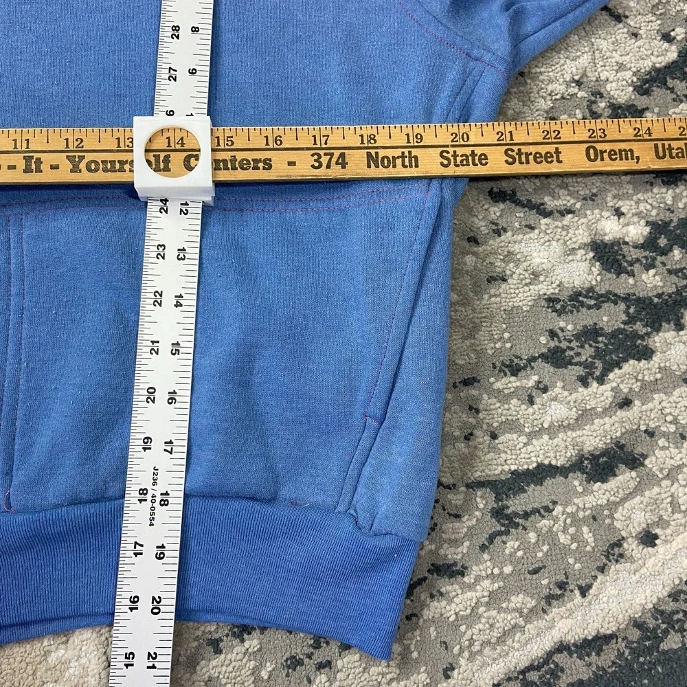 Vintage 80s Nike Sweatshirt Sz L Blue Embroidered Logo Ribbed Quarter‎ Zip